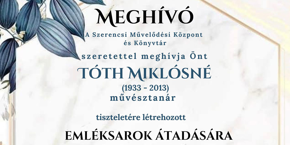 Tóth Miklósné emlékére