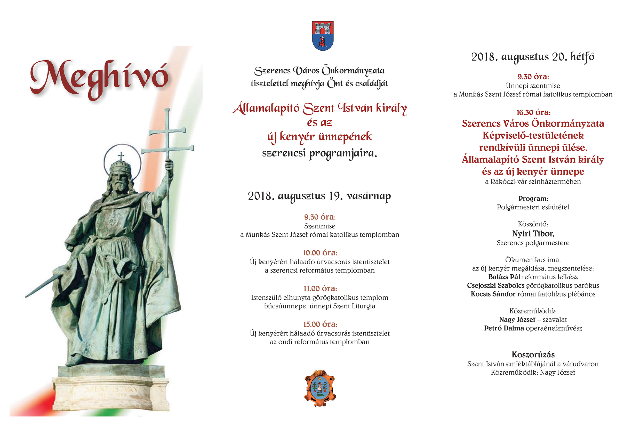 Meghívó - Szerencs, 2018.08.20.