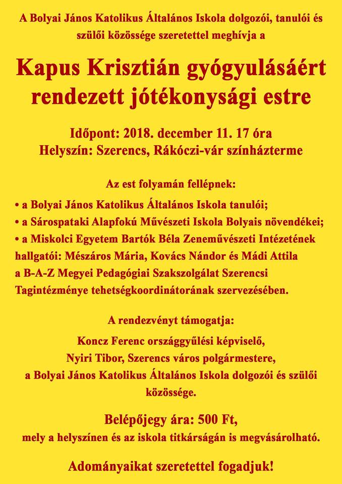 Koncert Kapus Krisztiánért