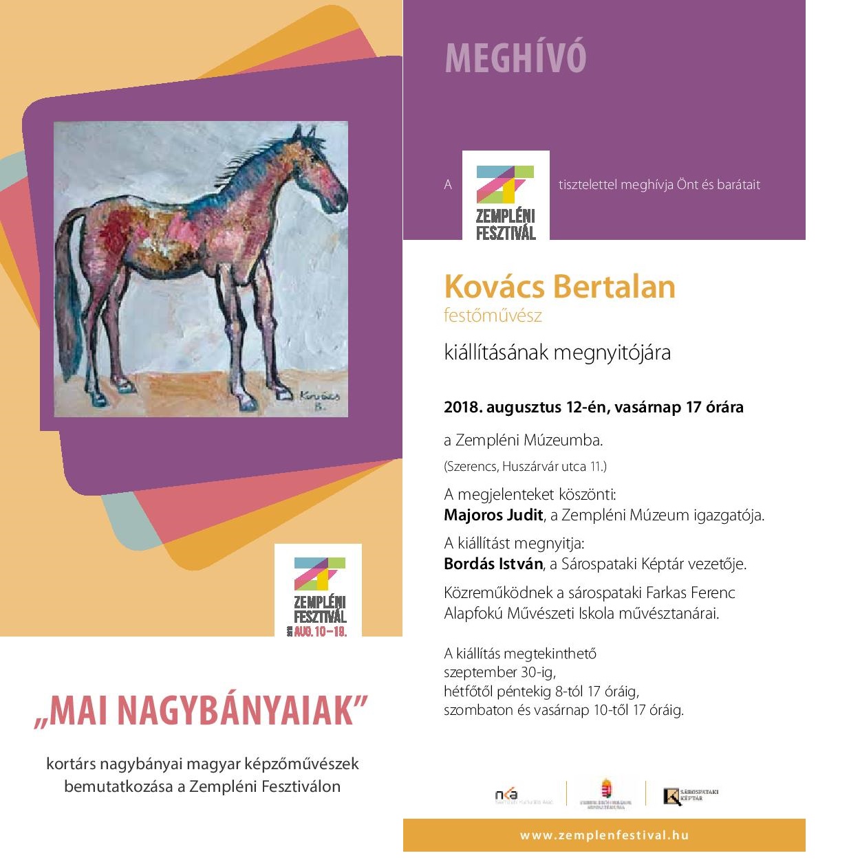 Zempléni Múzeum meghívó: kiállításmegnyitó