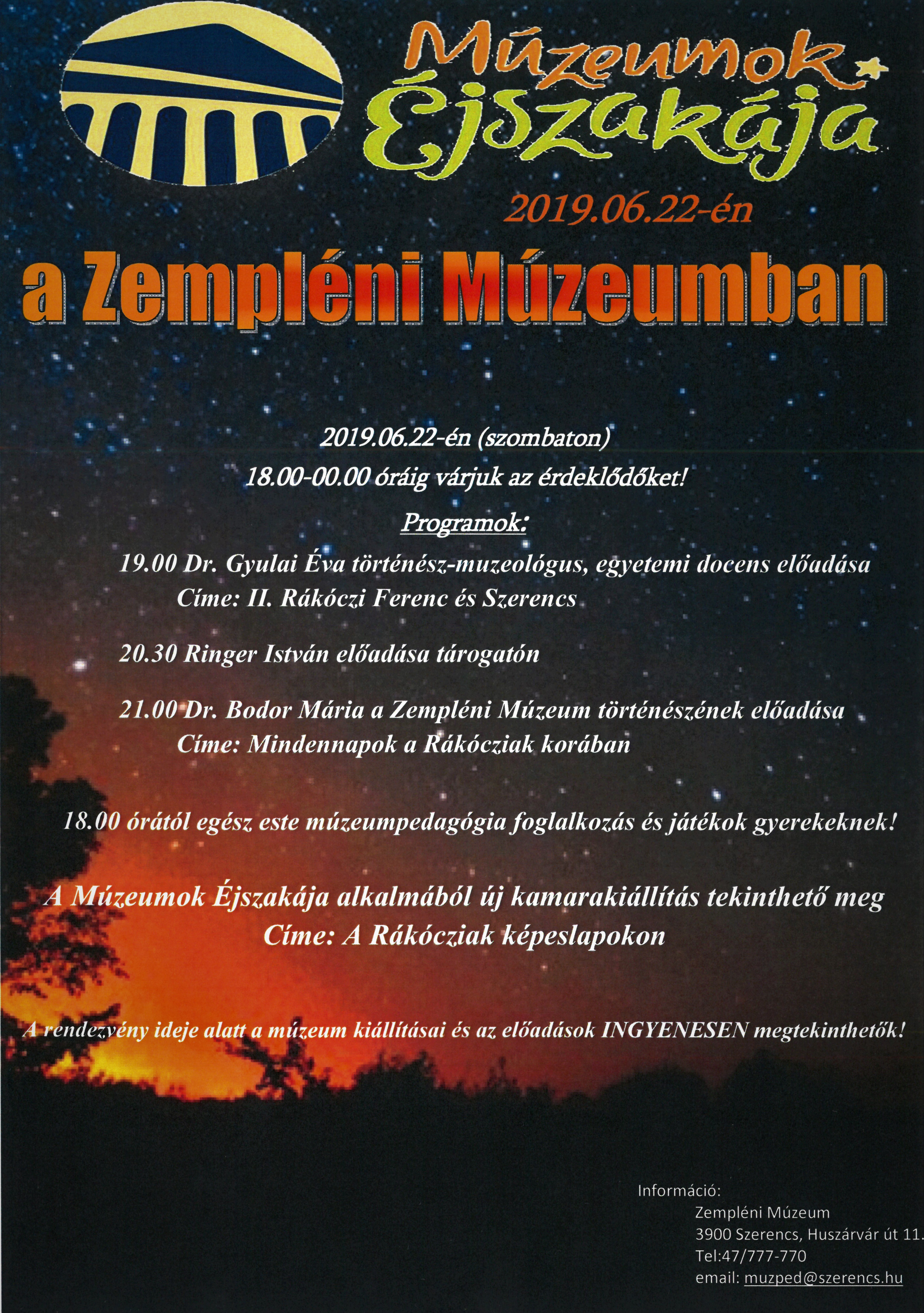 Múzeumok Éjszakája Szerencsen 2019